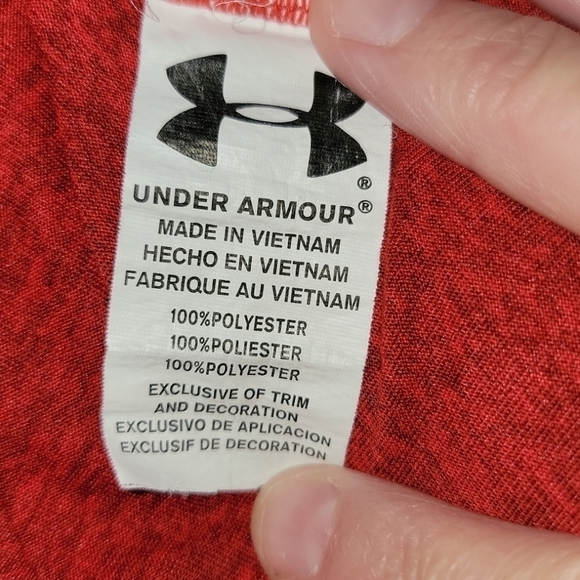 Under Armour heat gear size 4 short sleeve tee shirt red, polyester - Picture 4 of 7